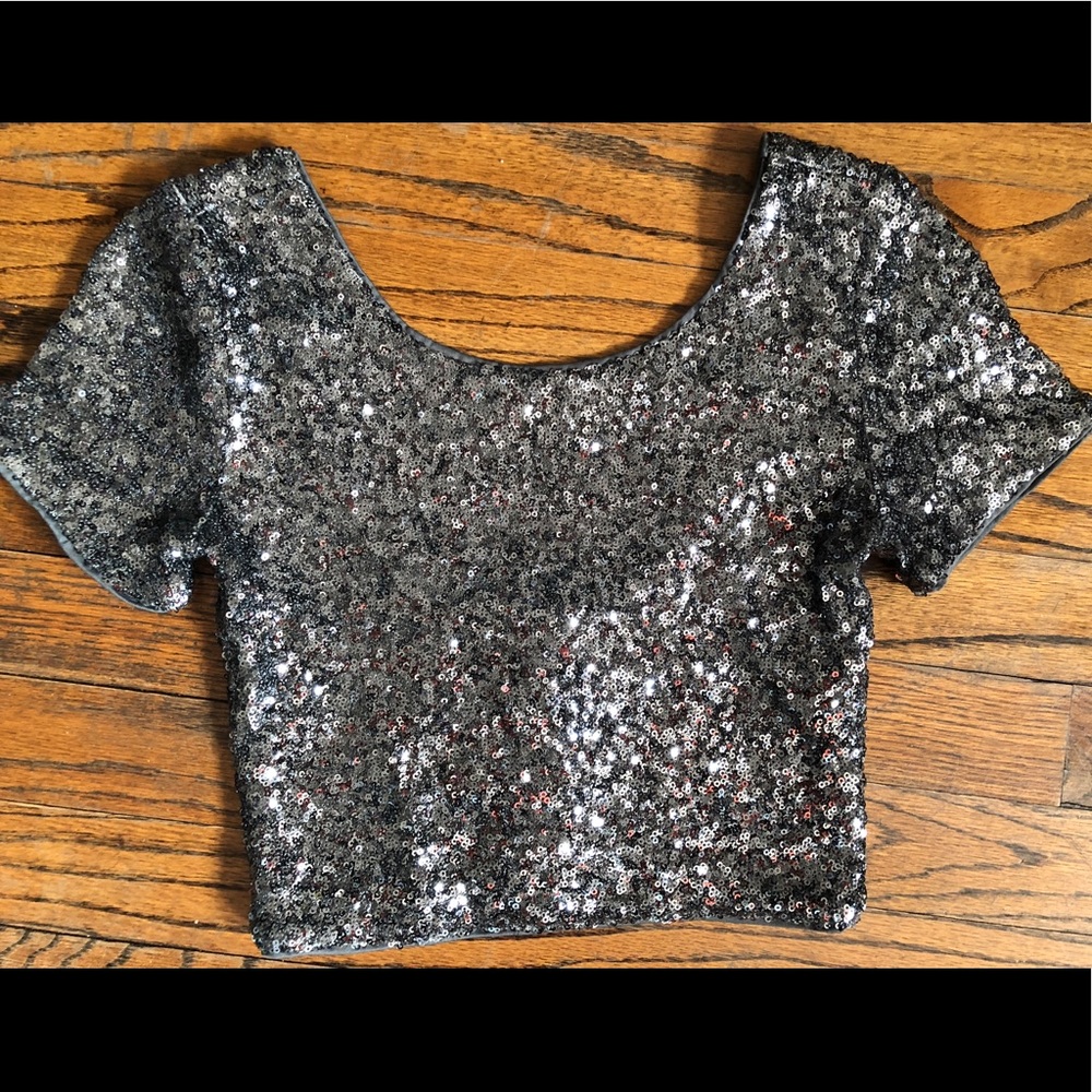 Silver Sequin Crop Top